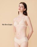 Zoe Jacobs Bralette Stretchable Low Back Cotton Bra Sexy Low Cut Triangle Bra with Comfort Convertible Skim Bras for Women, Nude, X-Small
