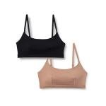 Women's Cotton Scoop Bralette - Black/Bronze Pack of 2
