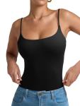 Reoria Women's Black Cami Thong Bodysuit