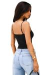 Reoria Women's Black Cami Thong Bodysuit