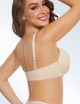 Upushall Padded Push Up Bras for Women V Neck T-Shirt Lace Brassiere with Underwire Support Uplift Bra Add Cup Size Nude 38C