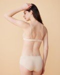Zoe Jacobs Bralette Stretchable Low Back Cotton Bra Sexy Low Cut Triangle Bra with Comfort Convertible Skim Bras for Women, Nude, X-Small