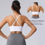 Evercute Women's Sports Bras Adjustable Deep V Neck Bras Wireless Spaghetti Strap Criss Cross Padded Seamless Low Support Sexy Everyday Bras