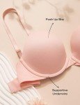 Deyllo Women's Push Up Bra Padded Underwire T-Shirt Smooth Plunge Deep V Lift Up Add One Cup(Light Pink,36A)
