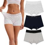 INNERSY Women’s Cotton Lace Boyshorts 3-Pack