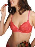 Gossard Women's Superboost Lace Non-Padded Plunge Bra, Red (Rose Red), 34DD