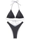 Cheeky Halter String Bikini Set with Polka Dots