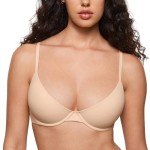 INLYRIC Women's Inbarely Plus Balconette Bra - Lightly Padded Underwire Sexy Tshirt Demi Bras Supportive Beige 36C