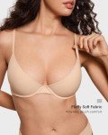 INLYRIC Women's Inbarely Plus Balconette Bra - Lightly Padded Underwire Sexy Tshirt Demi Bras Supportive Beige 36C
