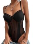 Lilosy Strappy Wireless Sheer Babydoll Bodysuit