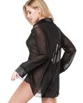 ETAOLINE Women's Sheer Black Long Sleeve Pajamas