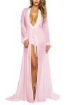 Sovoyontee Sexy Pink Mesh Beach Cover-Up Dress
