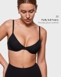 INLYRIC Women's Inbarely Plus Balconette Bra - Lightly Padded Underwire Sexy Tshirt Demi Bras Supportive Black 36C