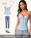 Azure Blue Lace Up Corset Top - Size S