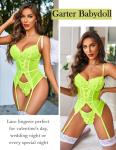 Avidlove Neon Green Lace Corset and Panty Set