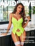 Avidlove Neon Green Lace Corset and Panty Set