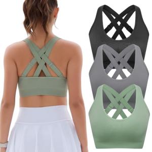 High Support Sports Bras for Active Women - 3 Pack
