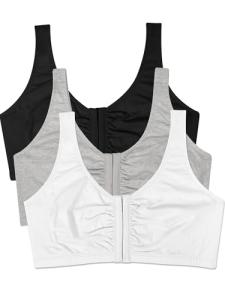 Fruit of the Loom Women's 3-Pack Front Closure Sports Bra