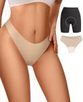 Vertvie Seamless Thongs for Women No Show Thong Panty Liners Invisible Workout Panties Sexy Breathable G-String Underwear(Medium,Nude)