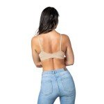 Blue 55 Women's Bralette Wireless Padded Bra Top Sexy Everyday Basic Deep V-Neck (M/L Black&Nude)