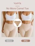 Vertvie Seamless Thongs for Women No Show Thong Panty Liners Invisible Workout Panties Sexy Breathable G-String Underwear(Medium,Nude)