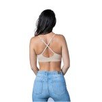 Blue 55 Women's Bralette Wireless Padded Bra Top Sexy Everyday Basic Deep V-Neck (M/L Black&Nude)