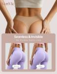 Vertvie Seamless Thongs for Women No Show Thong Panty Liners Invisible Workout Panties Sexy Breathable G-String Underwear(Medium,Nude)