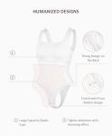 FeelinGirl Body Suits for Womens Tummy Control Bodysuit Square Neck Compression Bodysuit Thong Shapewear Bodysuit White XL/XXL