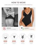 FeelinGirl Black Bodysuits for Women Tummy control Thong Shape wear Body suit Sexy V Neck Body Suit Corset Top, XL