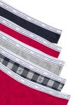 Tommy Hilfiger Womens Classic Cotton Thong Underwear with Logo Waistband 5-Pack, TH Buffalo Plaid x Heather Grey/Tango Red/Sky Captain/Heather Grey/Bouquet Tango Red, Medium
