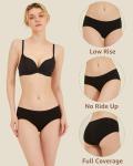 POPKOK Womens Underwear Cotton Hipster Panties Low Rise Briefs 6 Pack(Medium, Black)