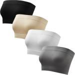 newnice Strapless Bra – Chic & Comfortable Tube Tops for Women, Easy Matching Bandeau Top, Seamless Ribbed Design Yoga Bras (CA/US, Alpha, Large, Regular, Regular, Gray,Black,White,Beige)