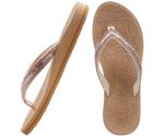 ONCAI Women's Flip Flops with Rhinestone, Arch Support Yoga Mat Comfort Walking Summer Beach Thong Sandals with Plantar Fasciitis Rubber Soles Beige Size 9