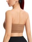 Gnowann Strapless Bras for Women Non-Slip Silicone Bandeau Bralette Seamless Wireless Strapless Bra Padded Tube Top Coffe XL
