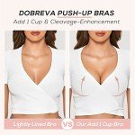 DOBREVA Women's Push Up Lace Bra Sexy Plunge Padded Underwire Support Bras Lift Up Black 32A