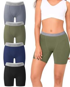 BAMBOO COOL Women's Boyshort Panties Cooling Underwear Stretchy Lightweight Moisture Wicking Boxer Briefs for Ladies 4 Pack
