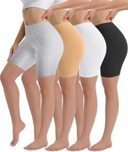 Yeblues 4 Pack Womens Cotton Boyshorts Underwear Boxer Slip Shorts Anti Chafing Biker Shorts Plus Boy Short Panties(Multicolor,Small)