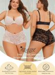 ALL OF SHE Sexy Underwear Panties for Women Cheeky V Waist Lace Boyshorts Plus Size Underwear Women 5 Pack