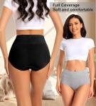 dmuveo Womens Cotton High Waisted Underwear Tummy Control Full Coverage Postpartum Ladies Panties C Section Soft Briefs 5 Pack Plus Size 7, Large