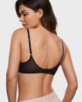 INLYRIC Women's Cosnufy Sheer Bra Unlined Plunge Underwired Mesh Demi See Through Sexy Bras Black 34E