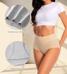 dmuveo Womens Cotton High Waisted Underwear Tummy Control Full Coverage Postpartum Ladies Panties C Section Soft Briefs 5 Pack Plus Size 7, Large
