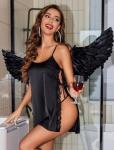 Avidlove Satin Lingerie Lace Pajamas For Women Sexy Teddy Lace Sleepwear Black M