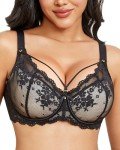 Svmer Women Sexy Lace Bras Plus Size Push Up Ladies Full Cup Comfort Bra Black 40DD