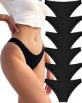 FINETOO 6 Pack Cotton Underwear for Women Cute Low Rise Bikini Panties High Cut Breathable Sexy Womens Cheeky S-XL