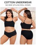 LEVAO Womens Underwear Cotton Cheeky Bikini Plus Size Lace Hipster Panty Stretch Full Briefs 6 Pack L-4XL