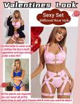 Avidlove Sexy Lingerie Set for Women Underwire Push Up Bra Lingerie Strappy Corset Lingerie with Garter and Chain(Pink,M)