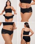 LEVAO Womens Underwear Cotton Cheeky Bikini Plus Size Lace Hipster Panty Stretch Full Briefs 6 Pack L-4XL