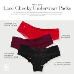 Victoria's Secret Women's Lace Cheeky Underwear, Minimal Coverage Panties for Women, Multi Pack, Basic Solids (S)