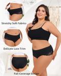 LEVAO Womens Underwear Cotton Cheeky Bikini Plus Size Lace Hipster Panty Stretch Full Briefs 6 Pack L-4XL