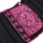 ADELCE Women's Lace Up Corset Boned Floral Overbust Shapewear Lingerie Bustier Bodyshaper Top Black Pink S